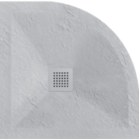 Receveur de douche en composite Balneo Stone Tray 90 x 90 x 2,5 cm gris clair extra-plat demi-rond