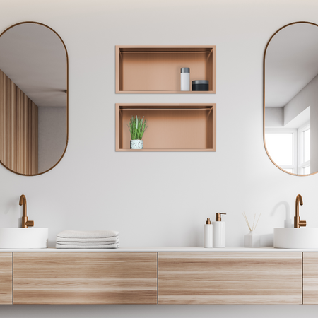 Étagère encastrée Balneo WALL-BOX ONE Copper 45x20x10 cm cuivre en acier inoxydable avec cadre
