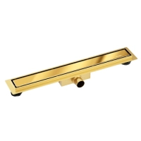 Siphon linéaire de sol Balneo Duplex Next Mirror Gold 100 cm doré double face en acier inoxydable avec siphon bas et décanteur profond