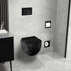 Cuvette WC suspendue Balneo Luna rimless noire sans bride avec abattant à fermeture libre en duroplast