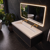Vasque Veloria Coco White Solid Surface avec bonde linéaire 120 cm