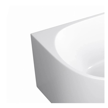 Baignoire îlot d'angle droite Balneo AVOLA 160 x 80 cm blanche, en acrylique, avec cadre en acier inoxydable et 6 pieds stabilisateurs, avec trop-plein et bonde Chrome