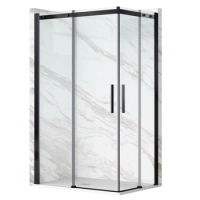 Cabine de douche coulissante Balneo Rio 90 x 100 cm noire transparente