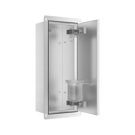 Compartiment brosse WC encastré Balneo Wall Box Brush S Tiles droite en acier inoxydable