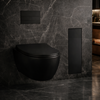 Range-brosse WC Balneo Wall Box Brush L Black Glass droit à encastrer dans le mur en acier inoxydable