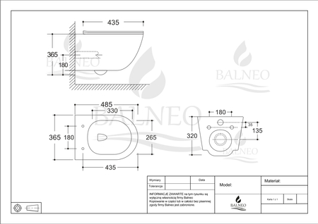 Cuvette WC suspendue Balneo Luna rimless noire sans bride avec abattant à fermeture libre en duroplast