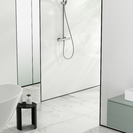 Siphon de sol carré Balneo SQ-Drain NEXT 2en1 20×20 cm chrome double face