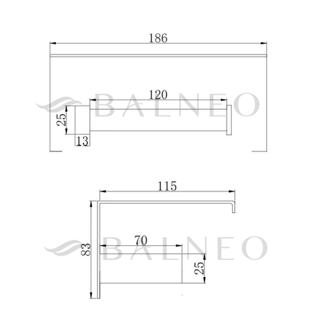 Porte-papier avec tablette pour téléphone Balneo Qube gold