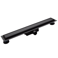 Caniveau de douche au sol Balneo Duplex Next Black 100 cm noir bidirectionnel en acier inoxydable brossé, siphon bas et bac de récupération profond