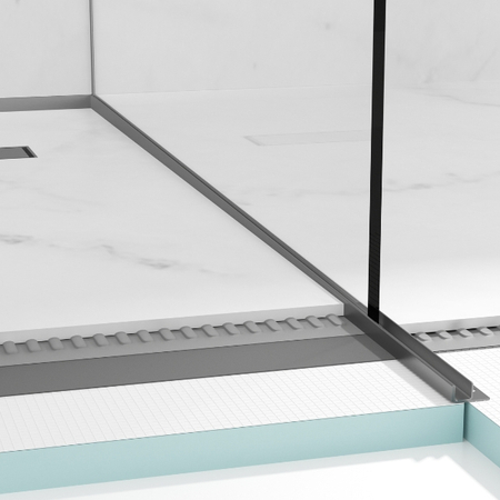 Balneo Gun Metal rail de descente pour verre à droite 120 cm