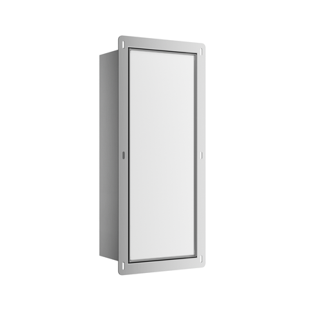 Rangement pour brosse WC Balneo Wall Box Brush S White Glass droit à encastrer dans le mur en acier inoxydable