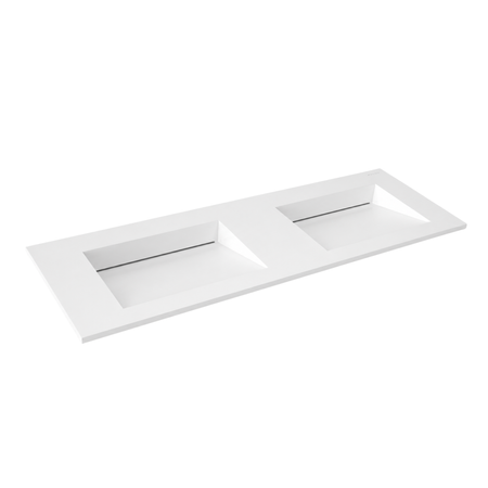 Vasque Alveria Solid Surface, Coco White, avec double bonde linéaire, 140 cm