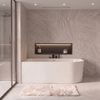 Baignoire à poser d’angle gauche Balneo AVOLA PLUS NO RIM 160 x 75 cm acrylique blanc avec cadre en acier inoxydable et 6 pieds stabilisateurs, avec trop-plein et bouchon blanc