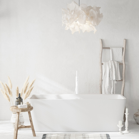 Baignoire îlot Balneo ROMA 170 x 80 cm blanche, en acrylique, avec cadre en acier inoxydable et 6 pieds stabilisateurs, avec trop-plein et bonde White