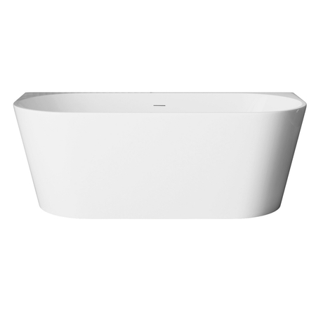 Baignoire à poser murale Balneo VIVA NO RIM 170 x 80 cm acrylique blanc avec cadre en acier inoxydable et 6 pieds stabilisateurs, avec trop-plein et bouchon blanc