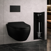 Range-brosse WC Balneo Wall Box Brush L Black Glass droit à encastrer dans le mur en acier inoxydable
