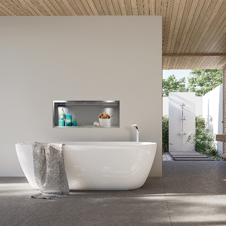 Niche murale Balneo Wall Box One Inox 90 x 30 x 10 cm en acier inoxydable brossé avec bride