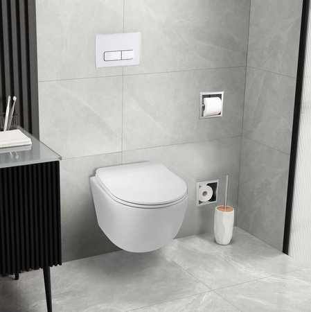 Bouton de chasse d'eau WC Balneo Ixo blanc acrylique