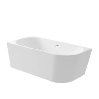 Baignoire îlot d'angle gauche Balneo AVOLA 170 x 80 cm blanche, en acrylique, avec cadre en acier inoxydable et 6 pieds stabilisateurs, avec trop-plein et bonde White