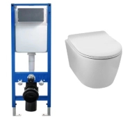 Ensemble WC encastré Balneo bâti-support Fix-Frame Narrow avec cuvette WC blanche Luxa Tornado