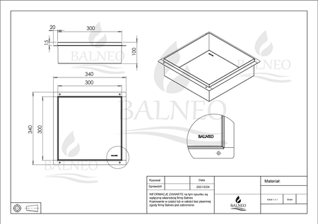 Niche murale Balneo Wall Box No rim White 30 x 30 x 10 cm blanche en acier inoxydable sans bride