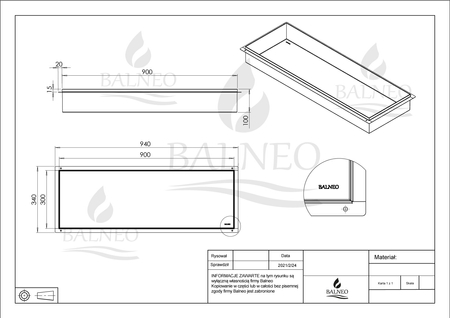Niche murale Balneo Wall Box No rim White 90 x 30 x 10 cm blanche en acier inoxydable sans bride