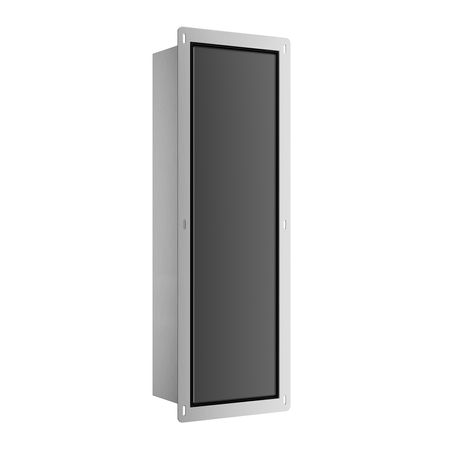 Range-brosse WC Balneo Wall Box Brush L Black Glass droit à encastrer dans le mur en acier inoxydable