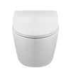 Cuvette WC suspendue Balneo Luxa rimless blanche sans bride avec abattant à fermeture libre en duroplast
