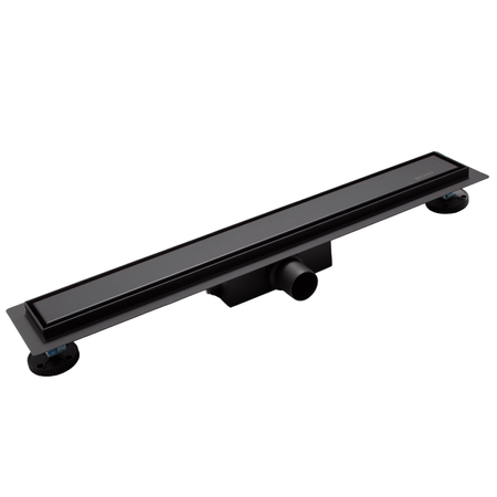 Caniveau de douche au sol Balneo Duplex Next Black 110 cm noir bidirectionnel en acier inoxydable brossé, siphon bas et bac de récupération profond
