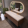 Vasque Veloria Coco White Solid Surface avec bonde linéaire 140 cm