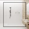 Caniveau de douche au sol Balneo Duplex Next Inox 80 cm bidirectionnel en acier inoxydable brossé, siphon bas et bac de récupération profond