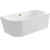 Baignoire îlot d'angle droite Balneo AVOLA 150 x 75 cm blanche, en acrylique, avec cadre en acier inoxydable et 6 pieds stabilisateurs, avec trop-plein et bonde Gold
