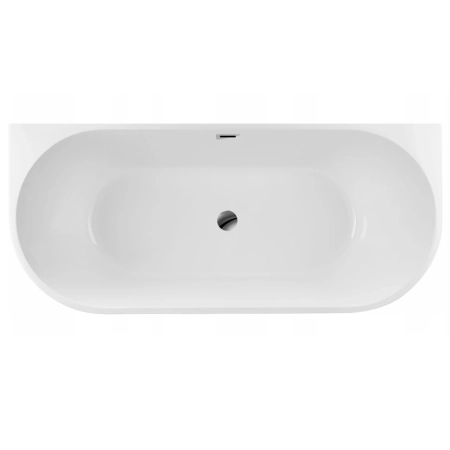 Baignoire îlot murale Balneo VIVA 170 x 80 cm blanche, en acrylique, avec cadre en acier inoxydable et 6 pieds stabilisateurs, avec trop-plein et bonde Chrome