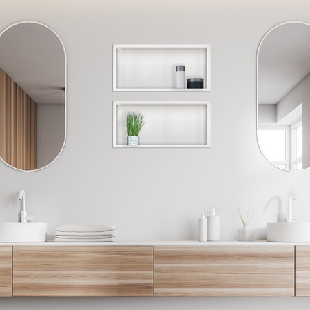 Étagère encastrée Balneo WALL-BOX ONE White 45x20x10 cm blanche en acier inoxydable avec cadre