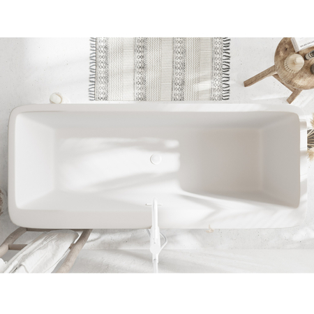 Baignoire îlot Balneo ROMA 170 x 80 cm blanche, en acrylique, avec cadre en acier inoxydable et 6 pieds stabilisateurs, avec trop-plein et bonde White