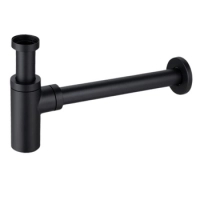Siphon de lavabo en laiton Balneo, noir, rond