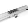 Caniveau de douche au sol Balneo Duplex Next Inox 120 cm bidirectionnel en acier inoxydable brossé, siphon bas et bac de récupération profond