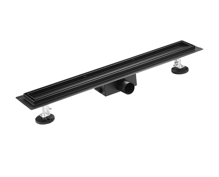 Caniveau de douche au sol Balneo Duplex Next Black 110 cm noir bidirectionnel en acier inoxydable brossé, siphon bas et bac de récupération profond