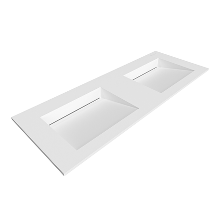 Vasque Alveria Solid Surface, Coco White, avec double bonde linéaire, 120 cm