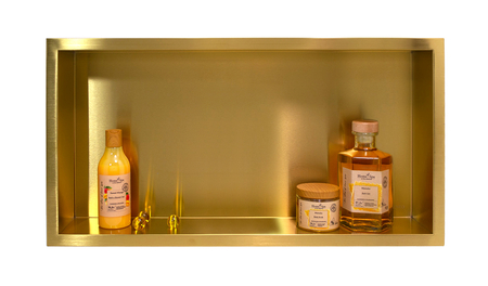 Niche murale Balneo Wall Box One Gold 60 x 30 x 10 cm dorée en acier inoxydable avec bride